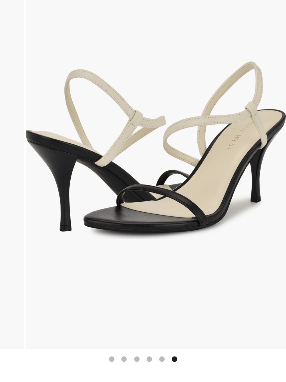 Women's Nine West Two-Tone Strappy Mid-Heel Sandals - Black & Cream